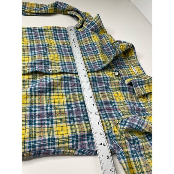 Woolrich Flannel Shirt Button Down Long Sleeve Collared Cotton Yellow Medium - Picture 10 of 11